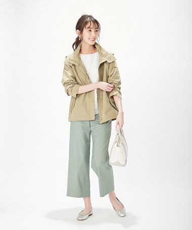  【洗える】TRシャークスキン ワイドパンツ