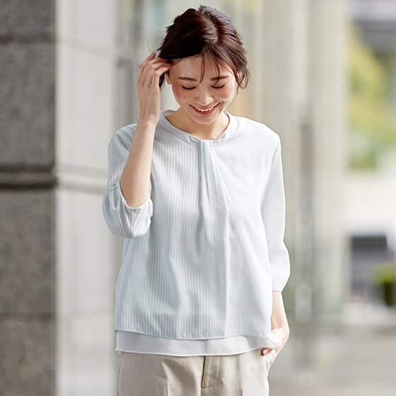 ふんわりシフォンとの重ね技！品良くキマる、レイヤードカットソー