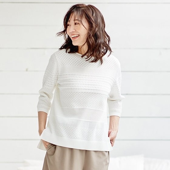 売れ筋No.1！大人にぴったりの甘すぎない透かし編みニット