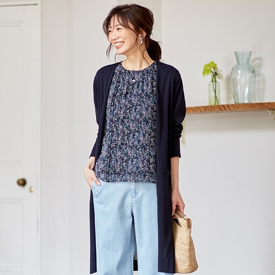 さらっと羽織れる着心地の良さが魅力の、薄手ロングカーディガン