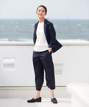  【シワになりにくい】コットンフィッティーシャーク ワイドパンツ