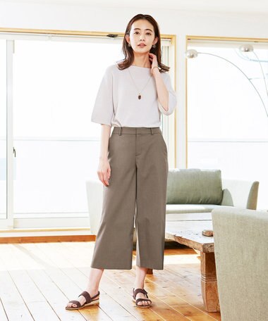  【シワになりにくい】コットンフィッティーシャーク ワイドパンツ