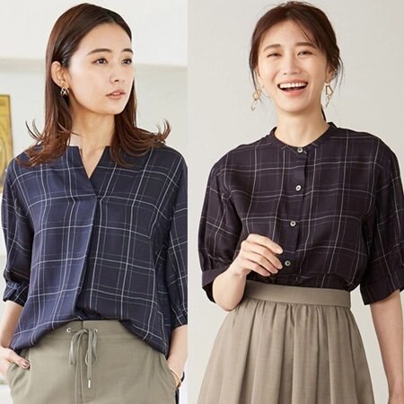コーデの主役に相応しいトラッドなチェック＆ストライプ柄ブラウス