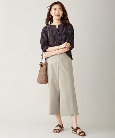  【シワになりにくい】コットンフィッティーシャーク ワイドパンツ