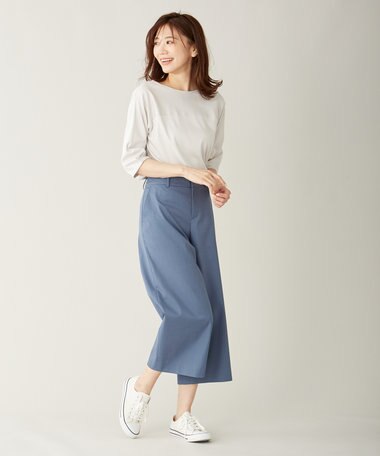  【シワになりにくい】コットンフィッティーシャーク ワイドパンツ