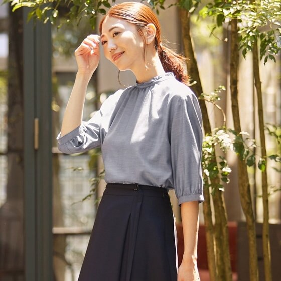 【WEB限定カラーあり】上質かつ万能な、キュプラツイルブラウス