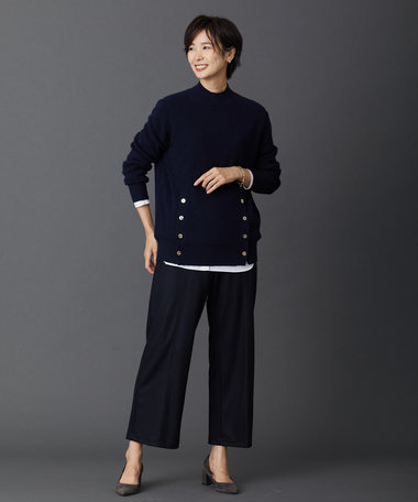  【洗える】SEMI WORSTED ハイネック ニット