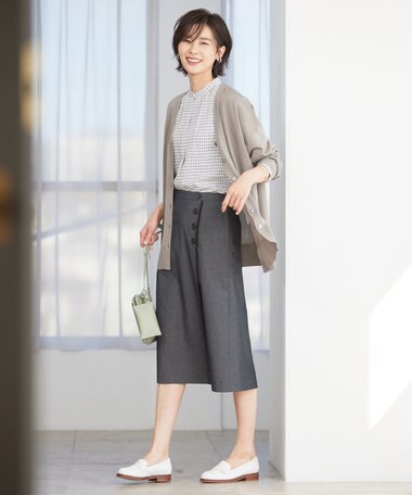  【洗える】 シルキーレーヨンストレッチ Ｖネック カーディガン