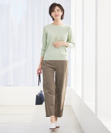  【洗える・吸水速乾・接触冷感】リネンツイル ストレート パンツ
