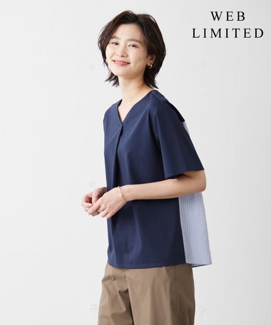  【WEB限定カラーあり・吸水速乾・イージーケア】ブロッキングジャージー カットソー