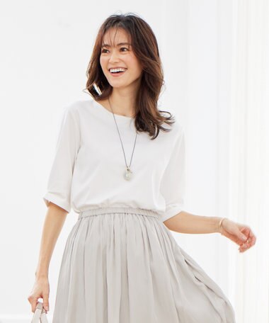  【接触冷感・UVケア】スムースジャージー タックスリーブ カットソー