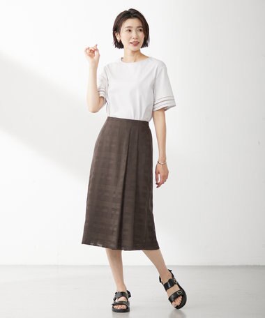  【洗える】スラブカラミチェック スカート