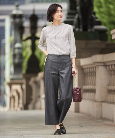 【洗える】T/C DENIM セミワイド パンツ