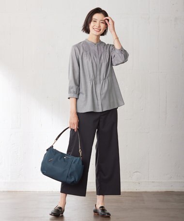  【洗える】ハイテンションT/Rライトカルゼ セミワイド パンツ