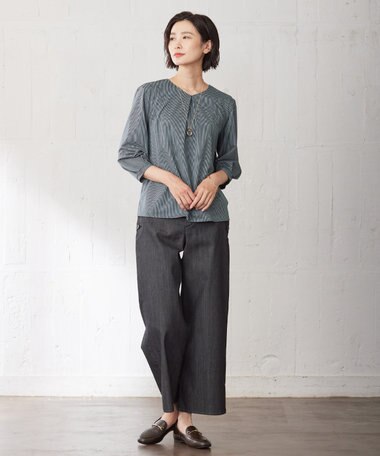  【洗える】T/C DENIM セミワイド パンツ