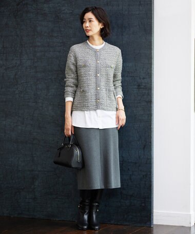  【洗える】TWEEDY ニット ジャケット