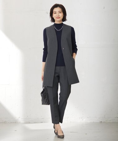  針抜きフライス ボトルネック リブ カットソー