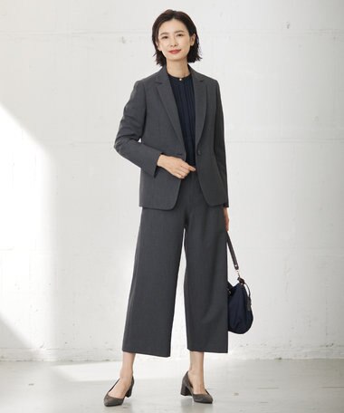  【洗える】ヌーディスバックサテン バンドカラー ブラウス