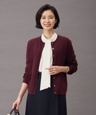  【洗える】KNIT BASIC クルーネック カーディガン