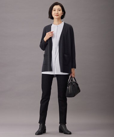  シャツジャージー バンドカラー カットソー