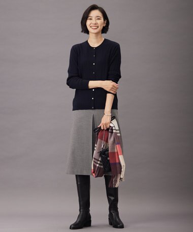  【洗える】30/2 TR ドビー ガンクラブ ボックスプリーツ スカート