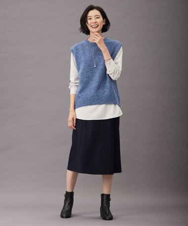  【洗える】ウールスムース スカート