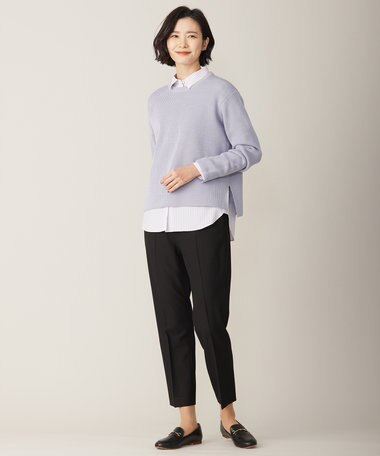  【WEB限定カラーあり・洗える】CLEAR COTTON BLEND サイドスリット ニット