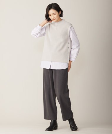  【洗える】CLEAR COTTON BLEND ニット ベスト