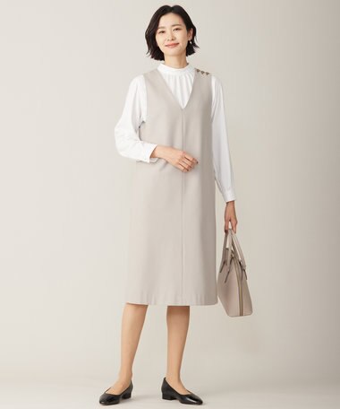  【洗える】2way thermoサキソニー ジャンパースカート