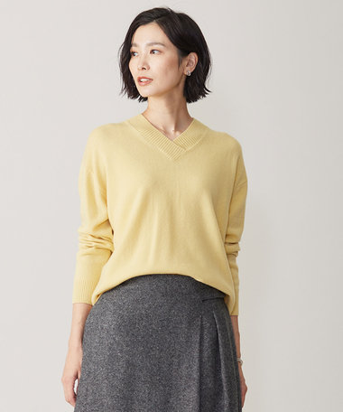  【洗える】CASHMERE BLEND Vネック ニット