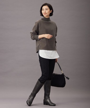  ニードルパンチ ハイネック カットソー