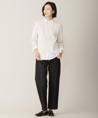  【洗える】BASIC STRETCH DENIM ボーイフィット パンツ