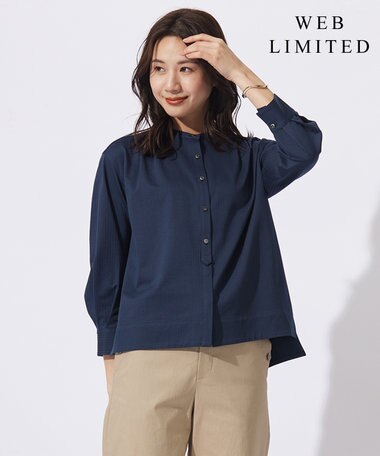 J.PRESS LADIES 【WEB限定カラーあり】ストライプジャカード バンドカラー カットソー