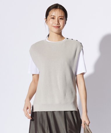 J.PRESS LADIES 【洗える】GIMA COTTON ニット ベスト