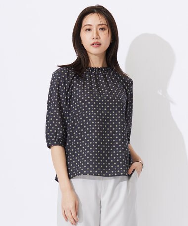 J.PRESS LADIES 【洗える】ジオメトリックプリント ブラウス