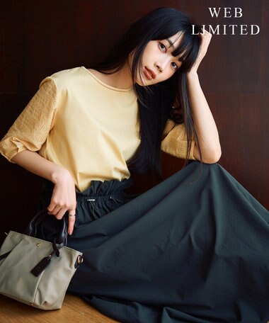 J.PRESS LADIES 【WEB限定カラーあり】スムースジャージー 刺繍スリーブ カットソー