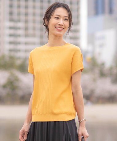 J.PRESS LADIES 【洗える】レーヨンエリートストレッチ フレンチスリーブ ニット
