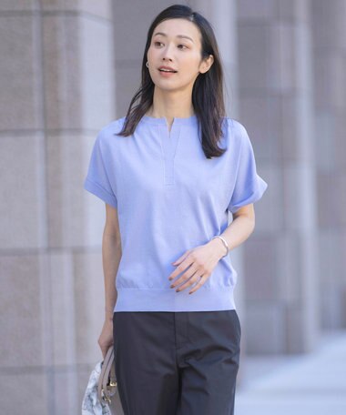 J.PRESS LADIES 【WEB限定カラーあり・洗える】Vis/Peスパーク バンドカラー ニット