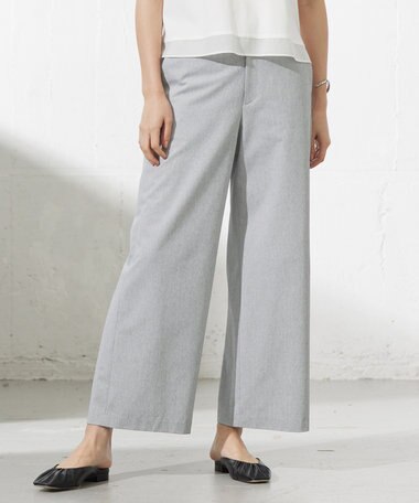 J.PRESS LADIES 【洗える】リネンライクジャージー ワイド パンツ