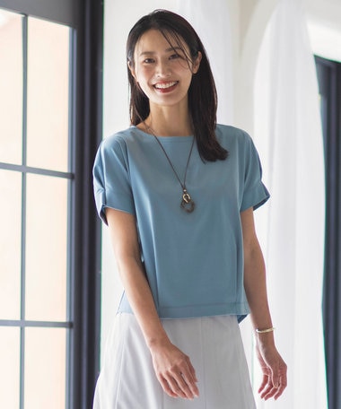  【接触冷感】コットンスムース フレンチスリーブ カットソー