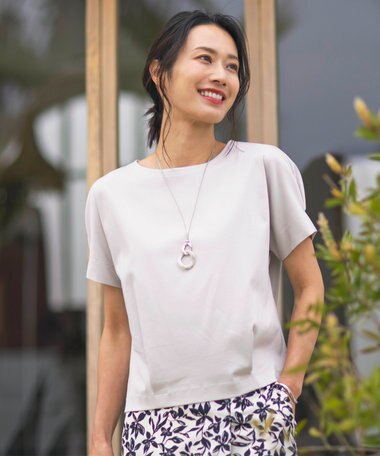 J.PRESS LADIES 【接触冷感】コットンスムース フレンチスリーブ カットソー