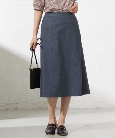 J.PRESS LADIES 【洗える】麻ポリエステルストレッチ スカート
