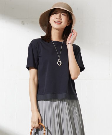  【接触冷感】コットンスムース カフス袖 カットソー