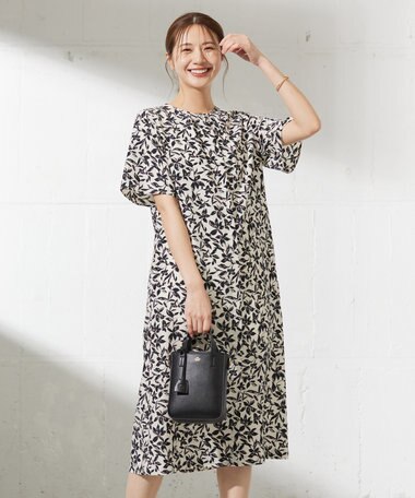 J.PRESS LADIES 【洗える】ボタニカルプリント ワンピース