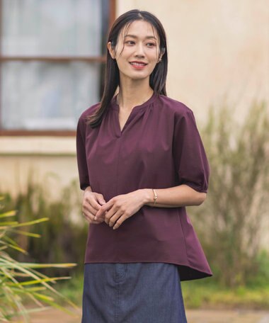 J.PRESS LADIES 【接触冷感】プレーティングジャージー ペプラム カットソー