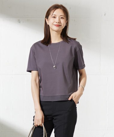 J.PRESS LADIES 【接触冷感】コットンスムース カフス袖 カットソー