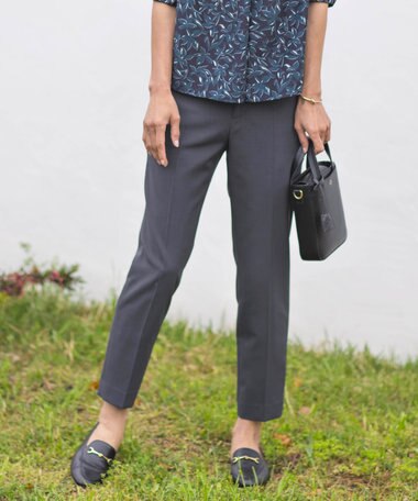 J.PRESS LADIES 【セットアップ対応・洗える】DRYウーステッド テーパード パンツ