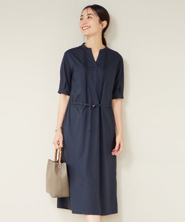 J.PRESS LADIES 【接触冷感・洗える】プレーティングジャージー ワンピース