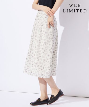 J.PRESS LADIES 【洗える】ドットデシンプリント タック スカート