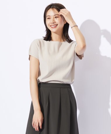 J.PRESS LADIES 【洗える】レーヨンエリートストレッチ フレンチスリーブ ニット